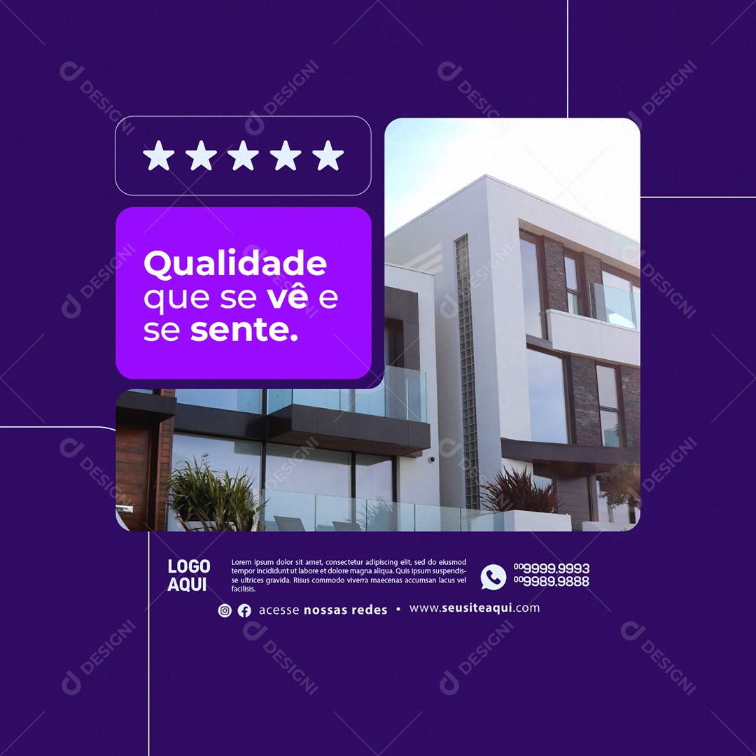 Design Arquitetura Qualidade que se Vê e se Sente Social Media PSD Editável