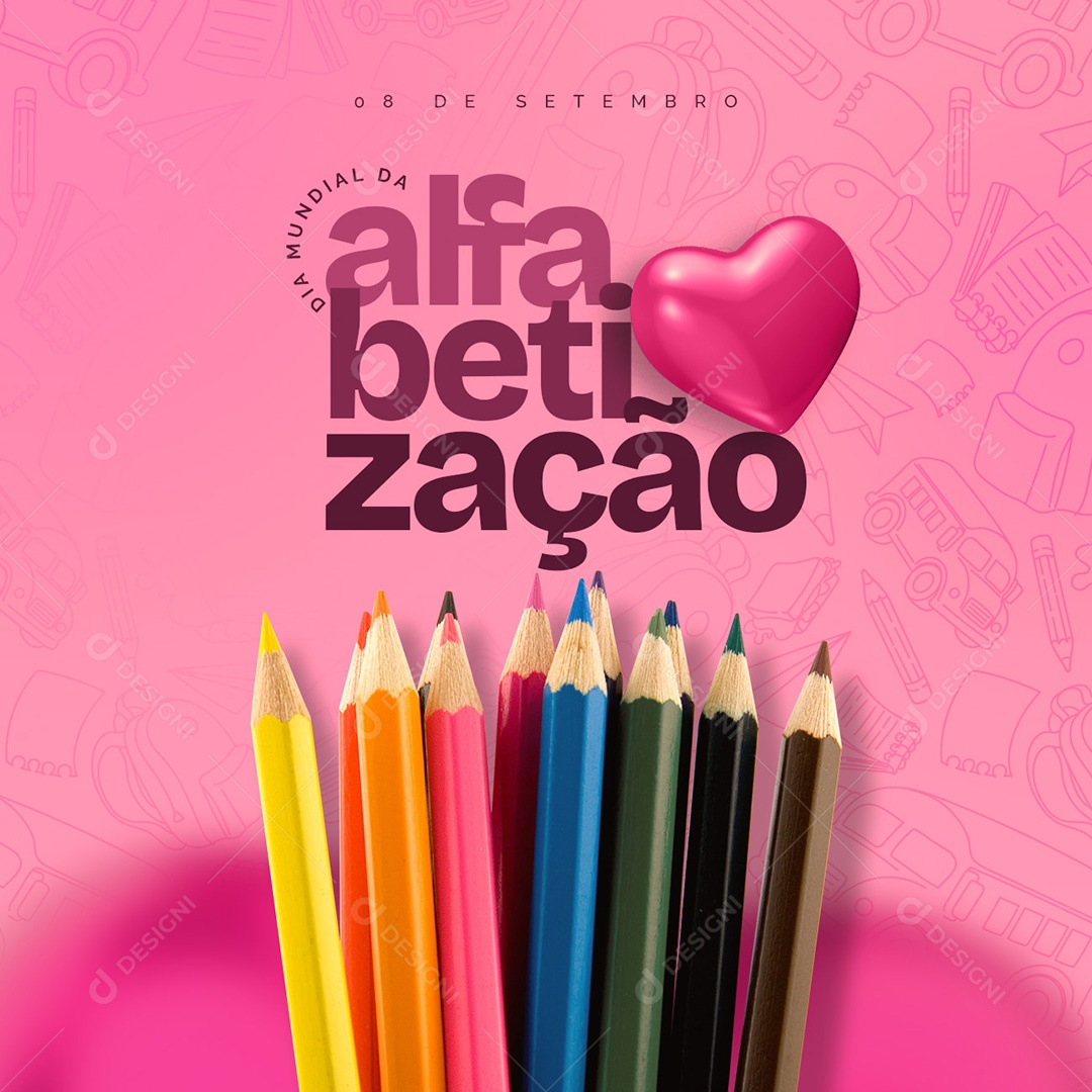 Feed Dia da Alfabetização 08 de Setembro Social Media PSD Editável