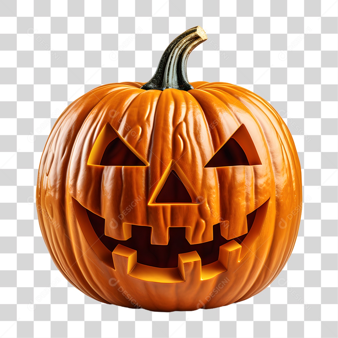 Cabeça de Abóbora Halloween Elemento 3D para Composição PNG Transparente