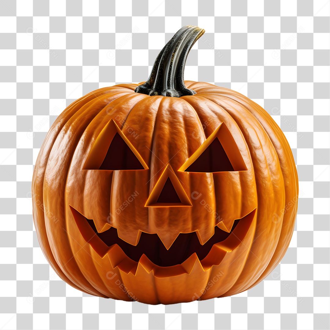 Cabeça de Abóbora Halloween Elemento 3D para Composição PNG Transparente