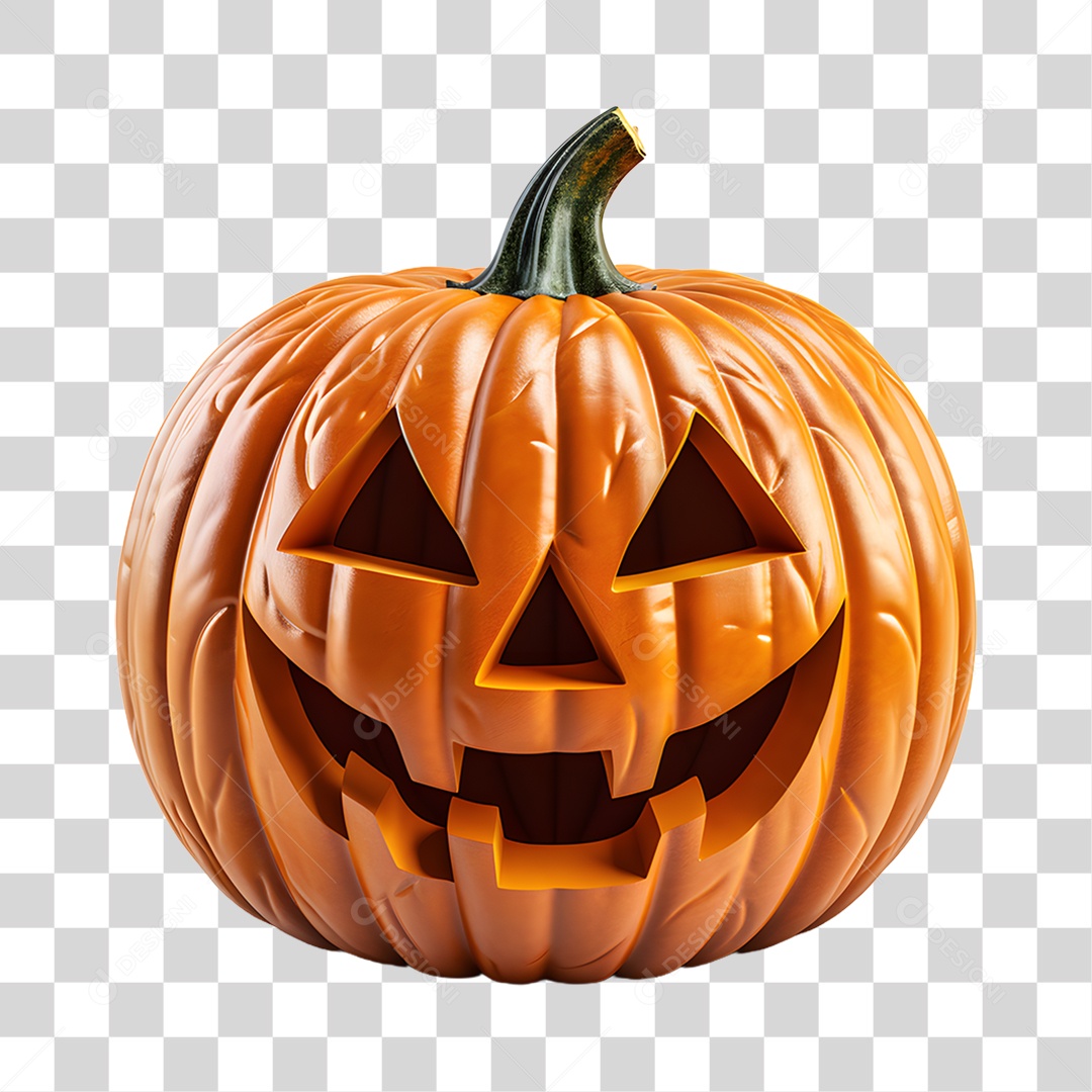 Cabeça de Abóbora Halloween Elemento 3D para Composição PNG Transparente