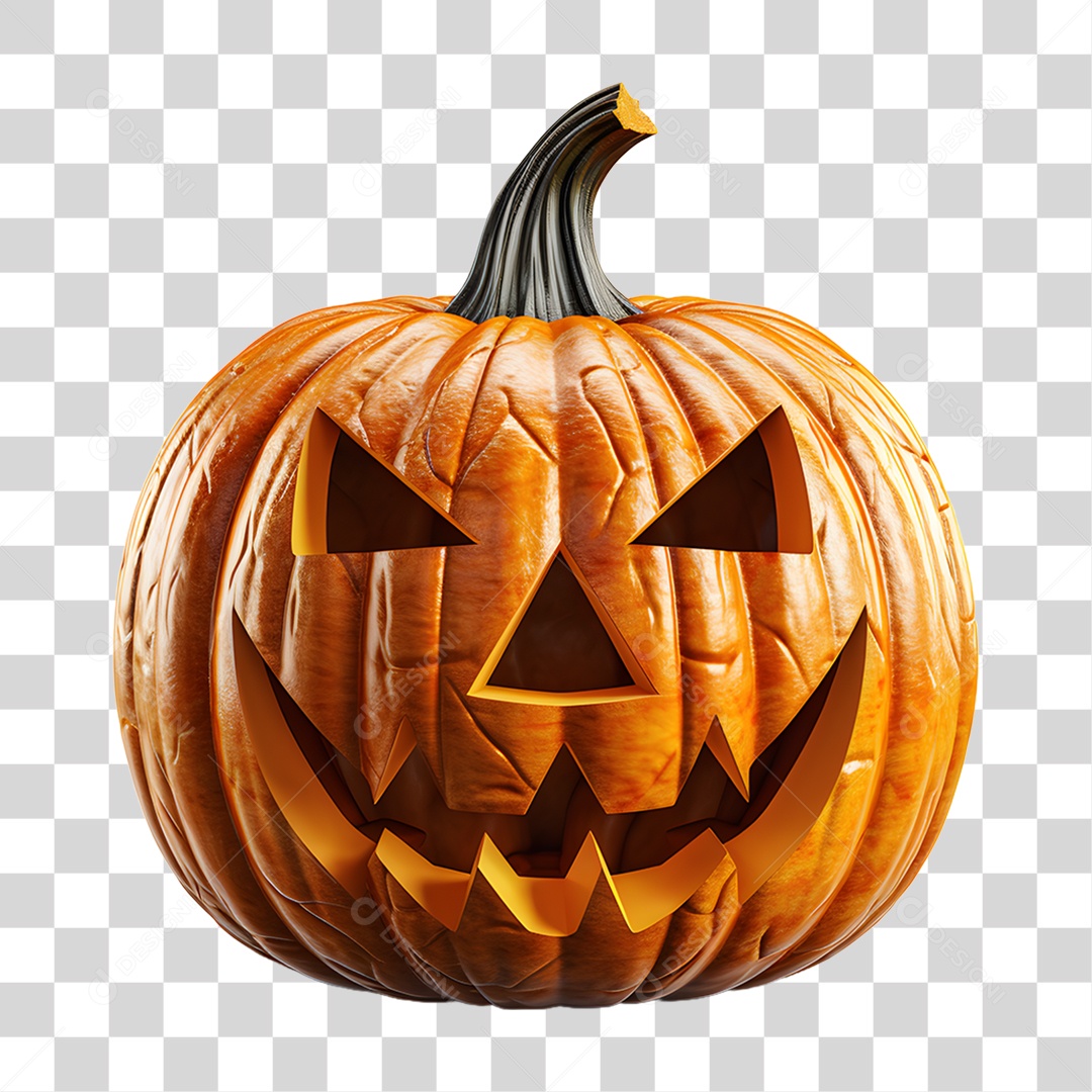 Halloween Pumpkin Head 3D Element for Transparent PNG Composition