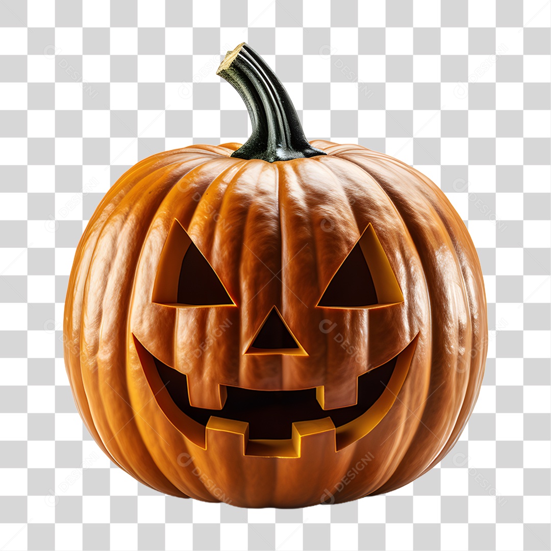 Cabeça de Abóbora Halloween Elemento 3D para Composição PNG Transparente