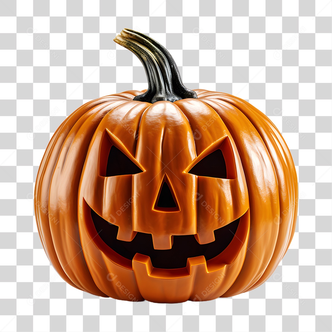 Cabeça de Abóbora Halloween Elemento 3D para Composição PNG Transparente