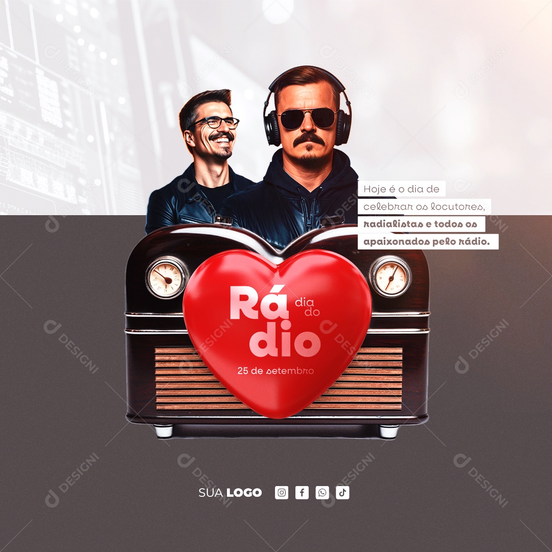 Dia Do Rádio Hoje é o Dia de Celebrar os Locutores Social Media PSD Editável