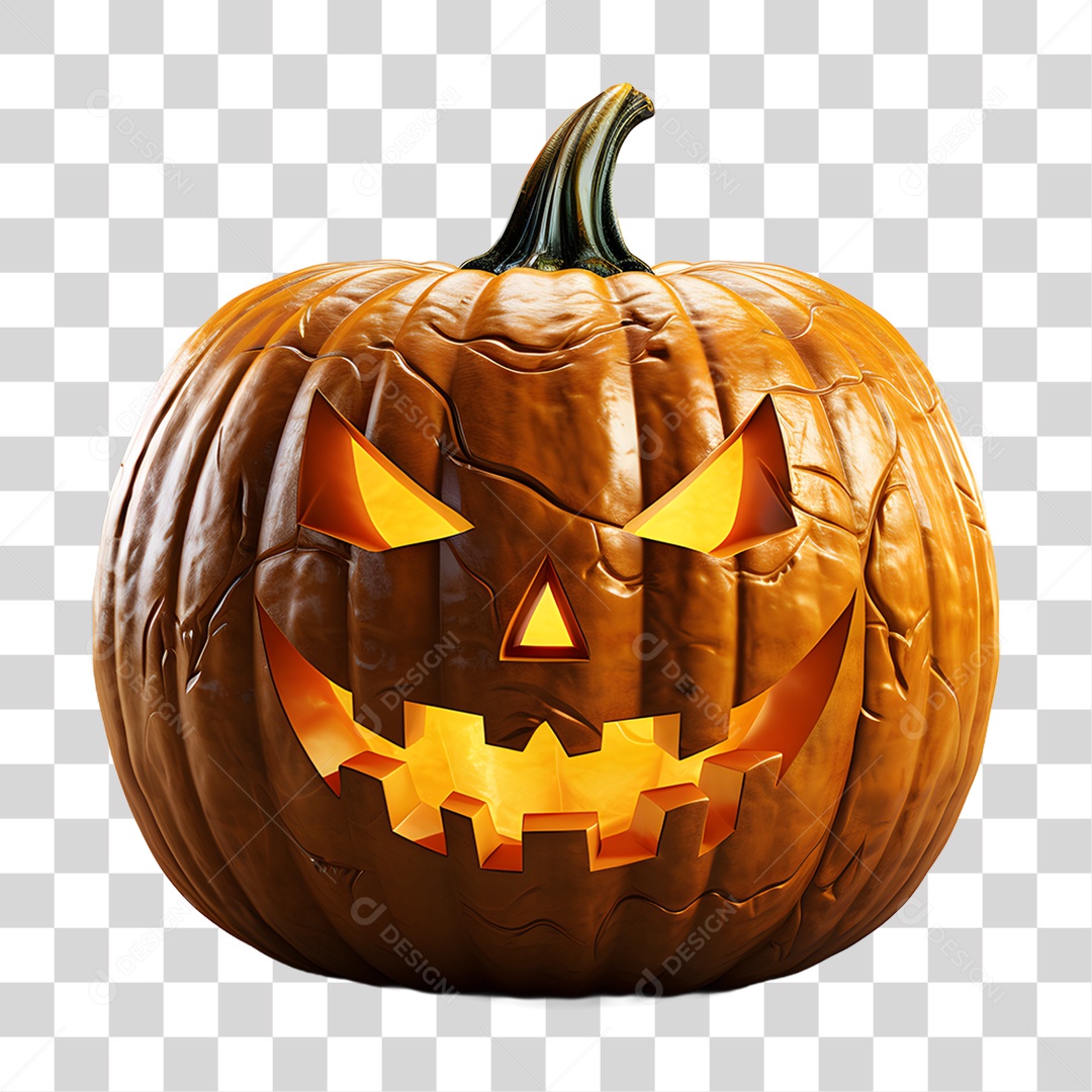 Cabeça de Abóbora Halloween Elemento 3D para Composição PNG Transparente
