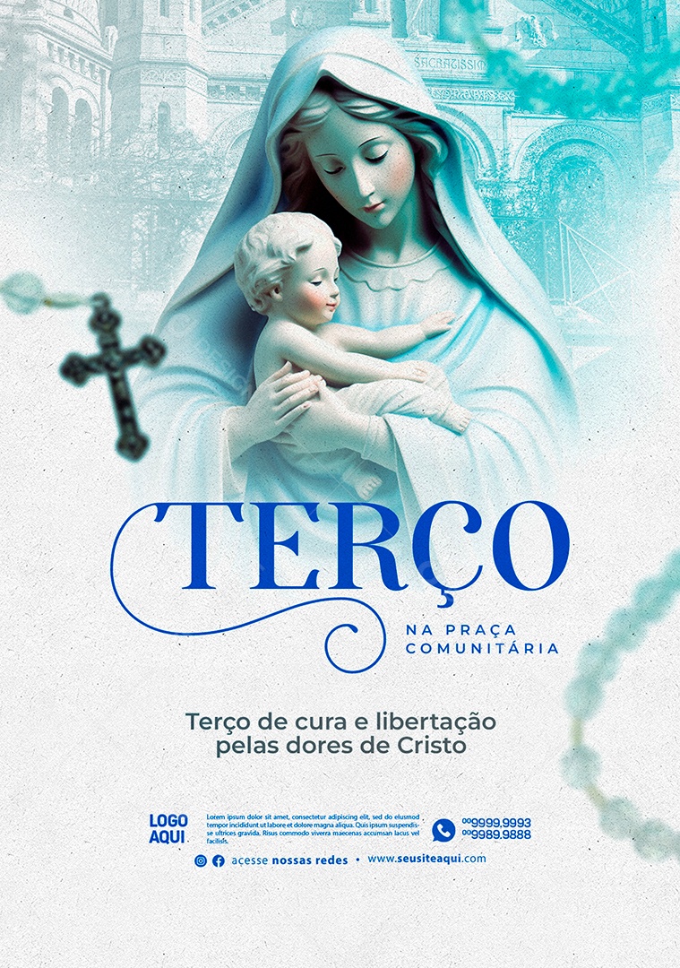 Igreja Católica Terço Na Praça Comunitária Social Media PSD Editável