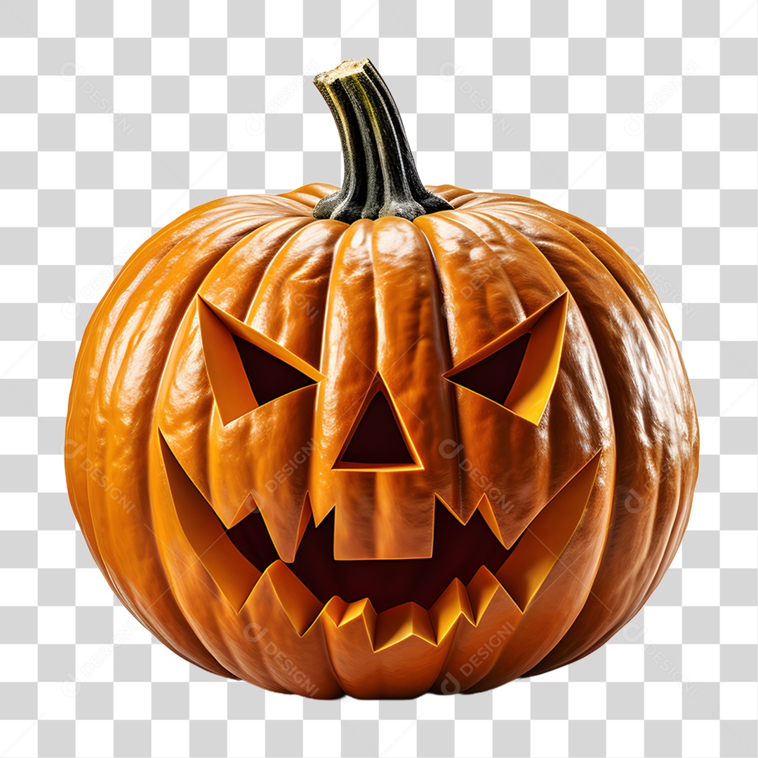 Cabeça de Abóbora Halloween Elemento 3D para Composição PNG Transparente