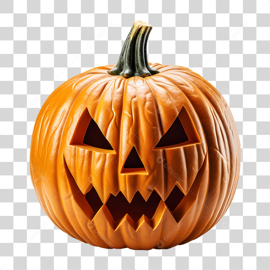 Cabeça de Abóbora Halloween Elemento 3D para Composição PNG Transparente