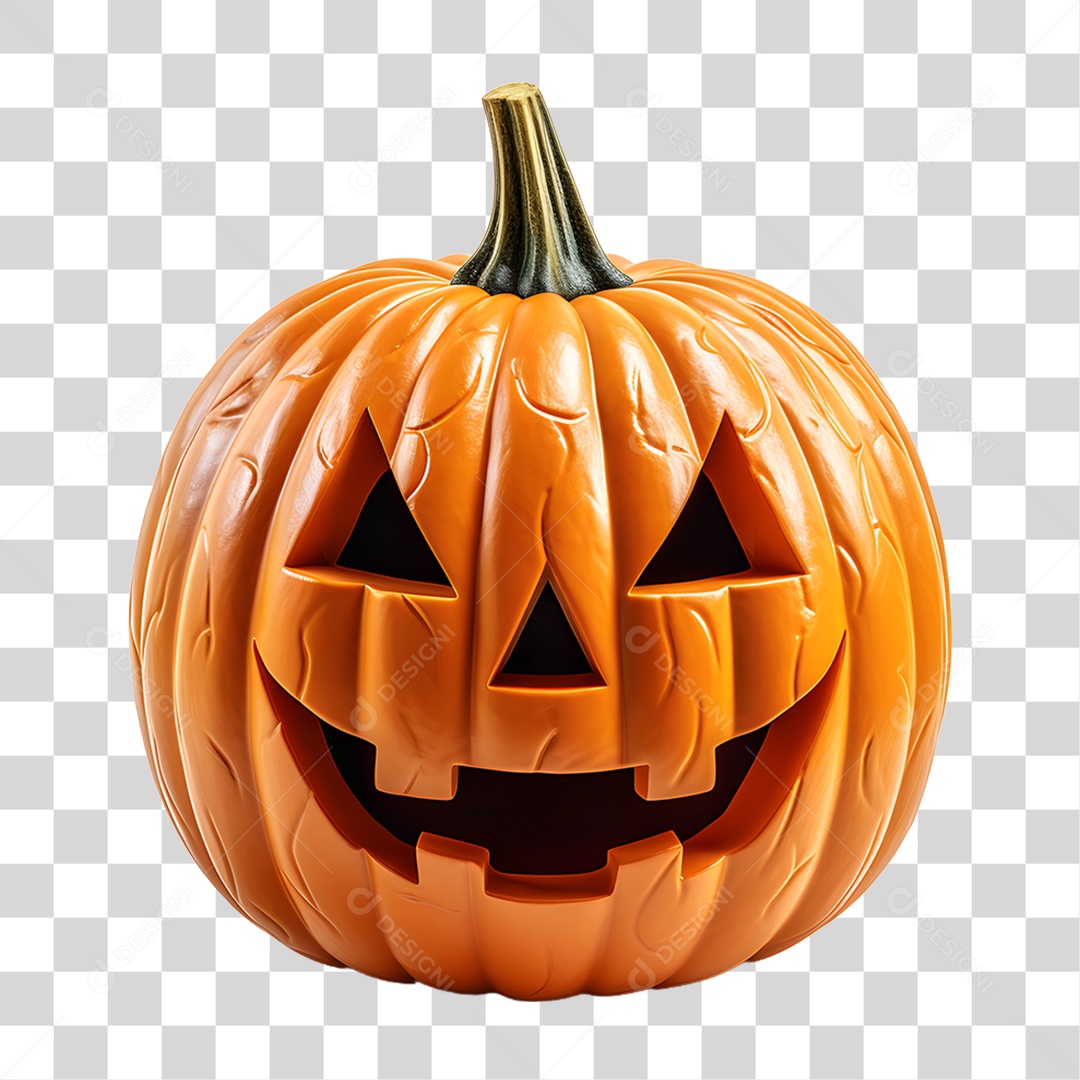 Cabeça de Abóbora Halloween Elemento 3D para Composição PNG Transparente