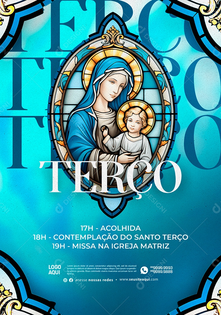 Igreja Católica Acolhida Terço Social Media PSD Editável