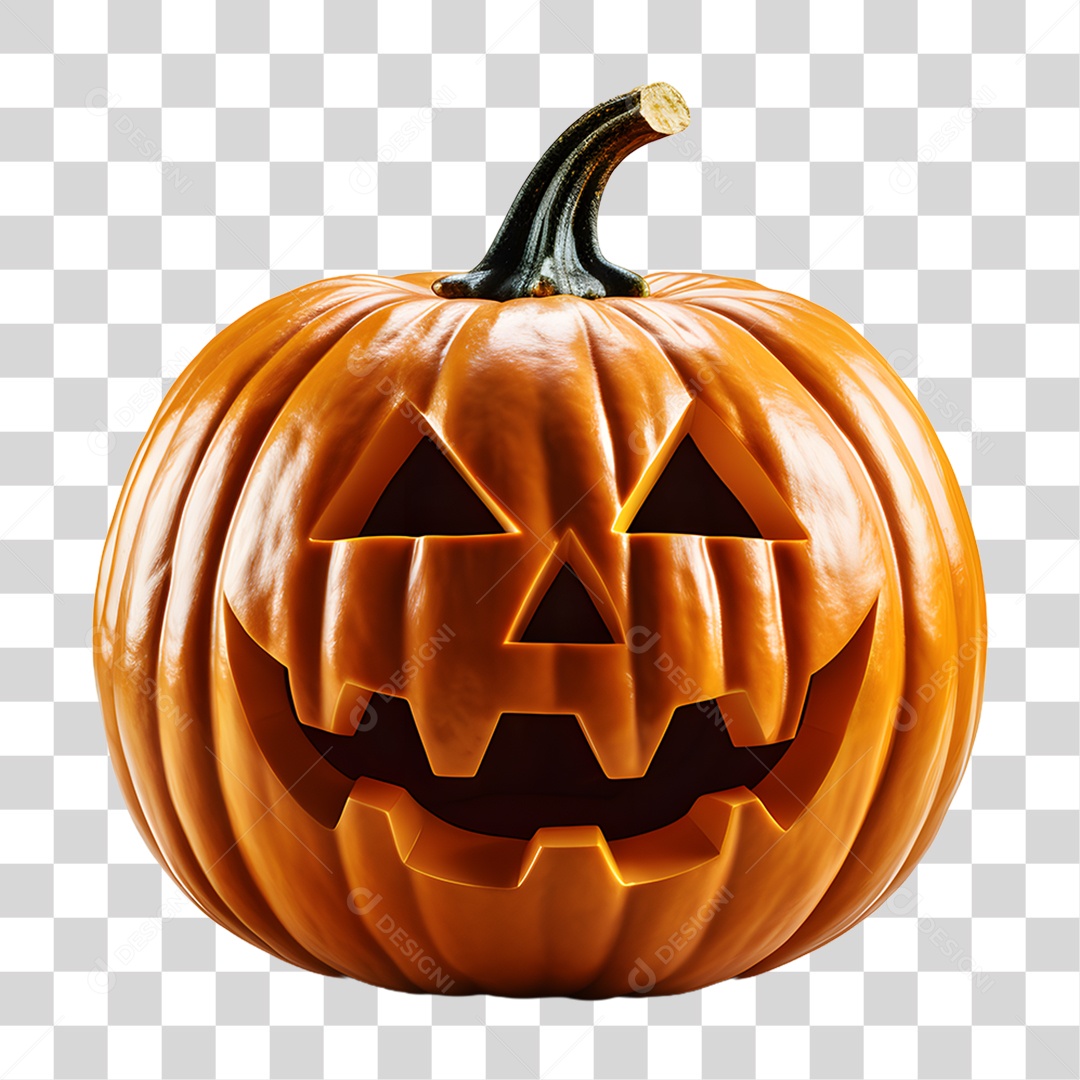 Cabeça de Abóbora Halloween Elemento 3D para Composição PNG Transparente
