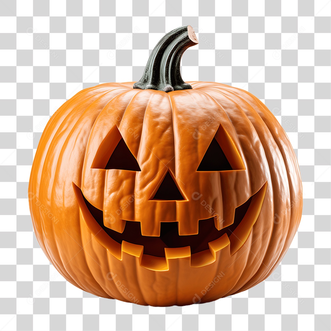 Cabeça de Abóbora Halloween Elemento 3D para Composição PNG Transparente