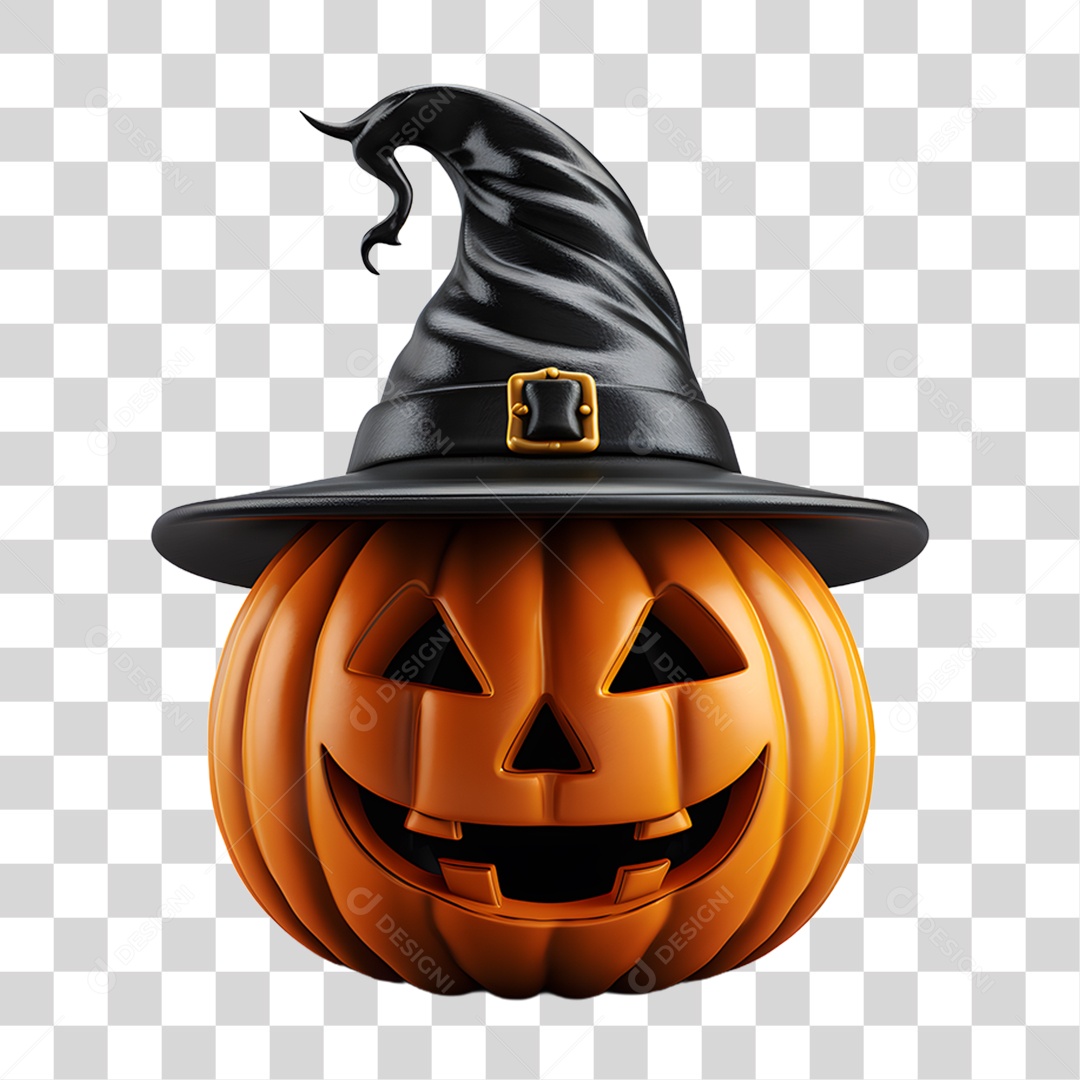 Cabeça de Abóbora Halloween Elemento 3D para Composição PNG Transparente
