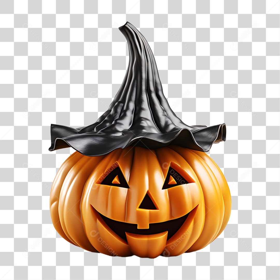 Cabeça de Abóbora Halloween Elemento 3D para Composição PNG Transparente