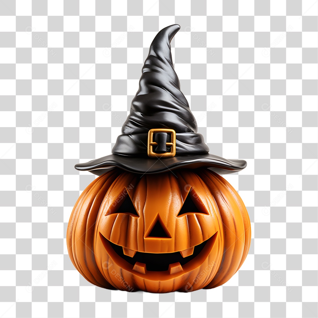 Cabeça de Abóbora Halloween Elemento 3D para Composição PNG Transparente