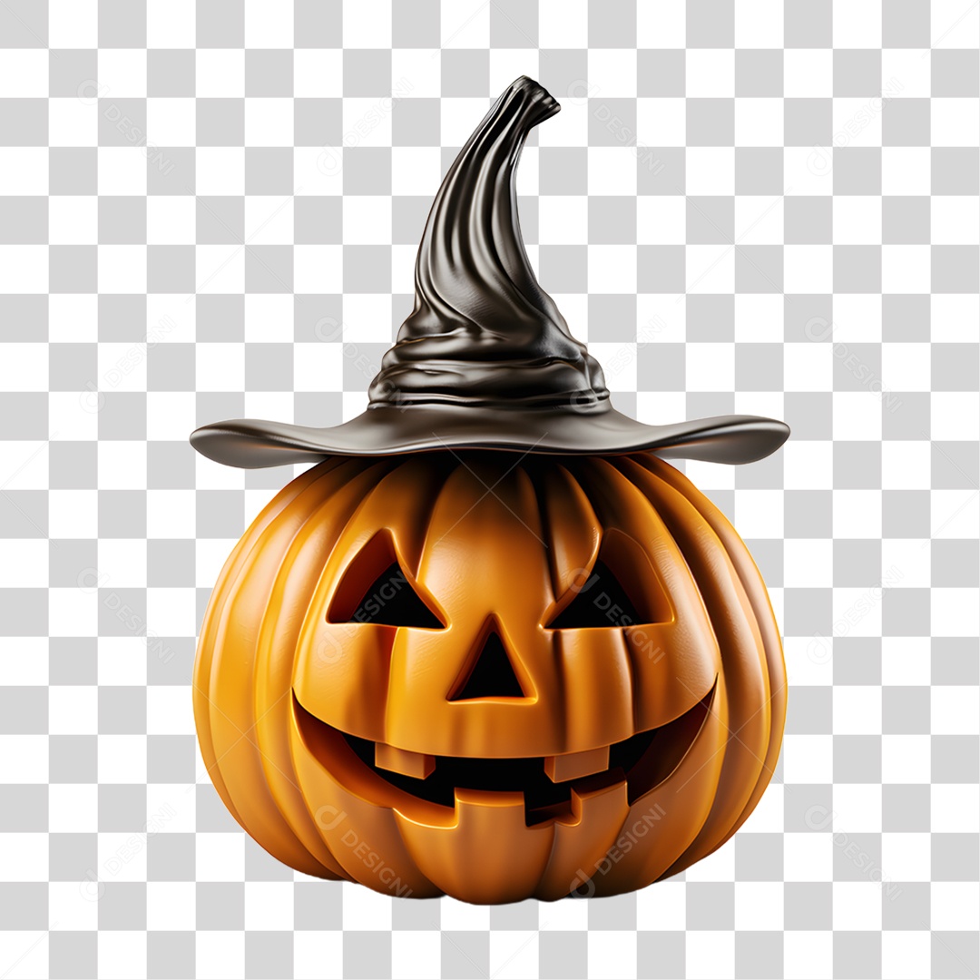 Cabeça de Abóbora Halloween Elemento 3D para Composição PNG Transparente
