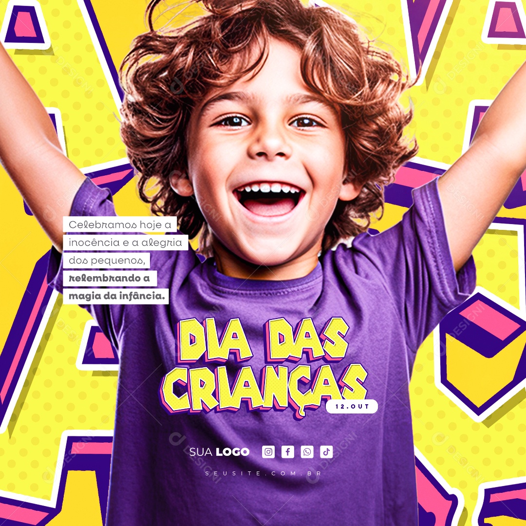 Dia Das Crianças 12 de Outubro Celebramos Hoje a Inocência e a Alegria Social Media PSD Editável