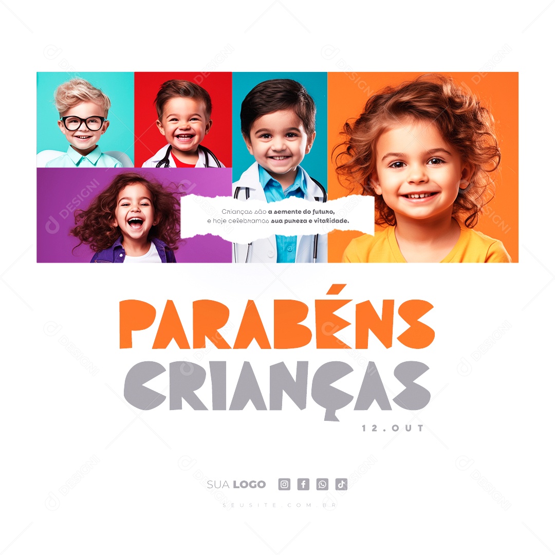 Dia Das Crianças 12 de Outubro Parabéns Social Media PSD Editável