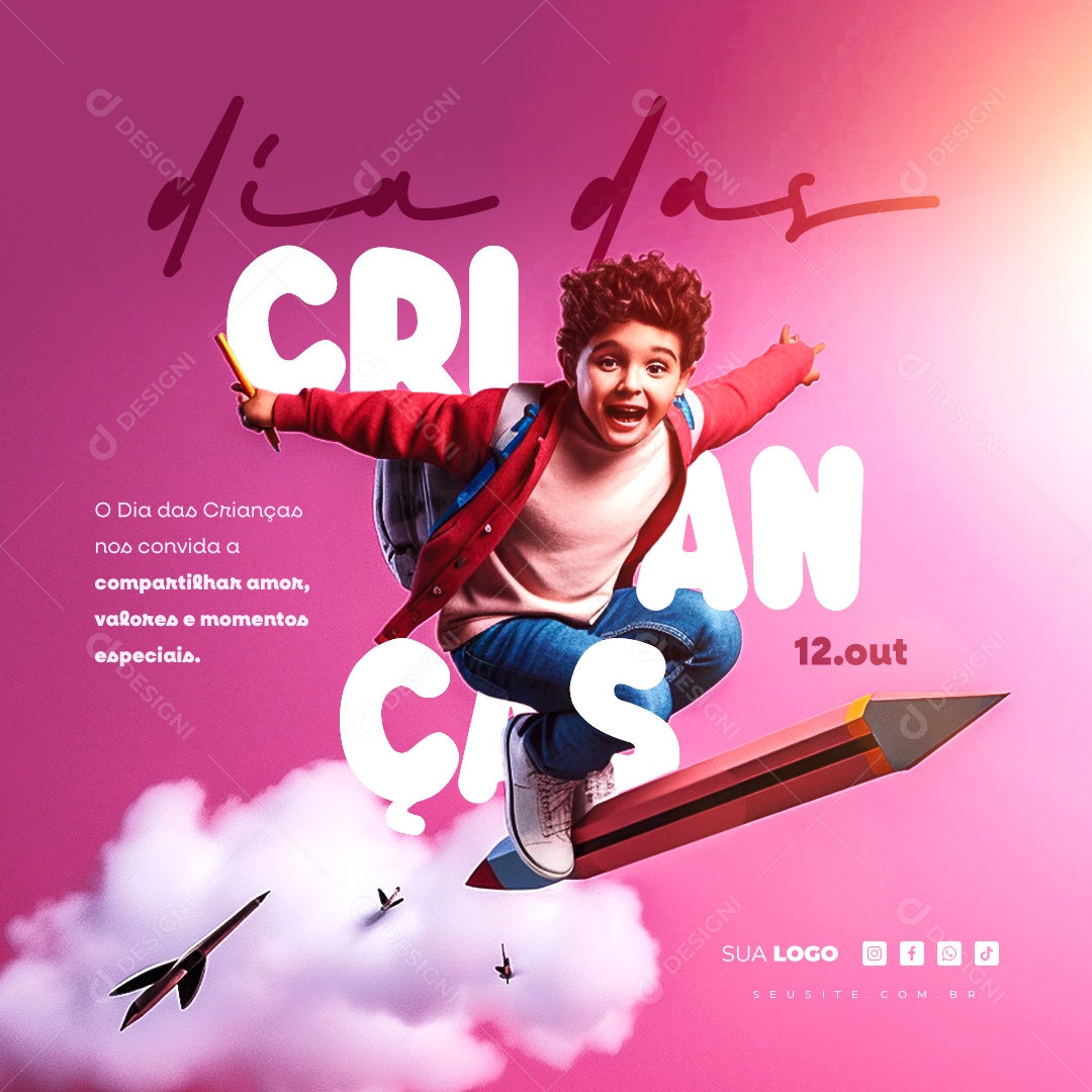 Dia Das Crianças 12 de Outubro Compartilhar Amor Valores e Momentos Social Media PSD Editável