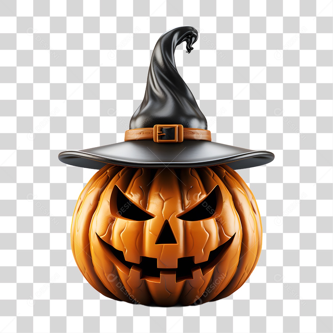 Cabeça de Abóbora Halloween Elemento 3D para Composição PNG Transparente