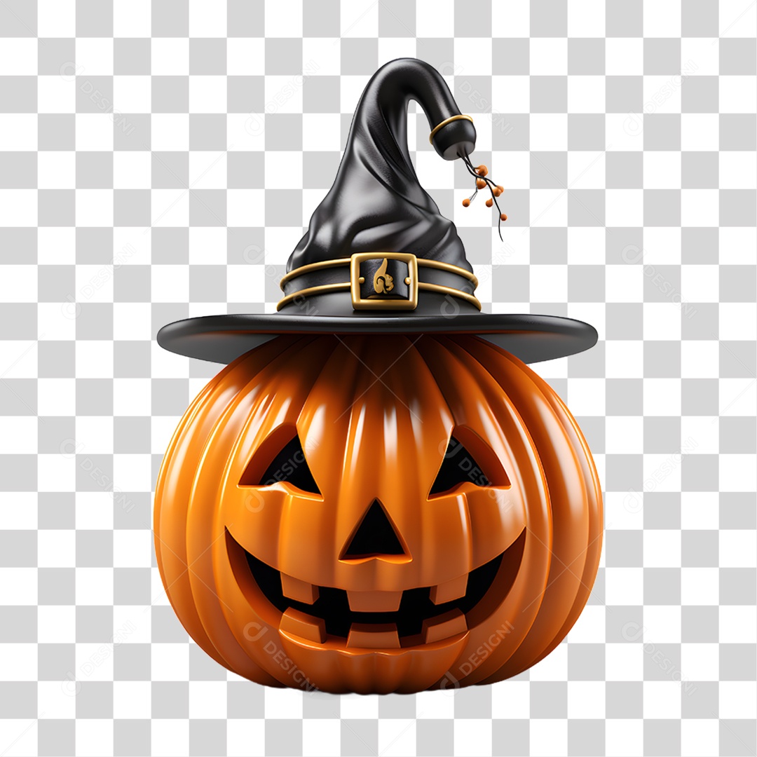 Cabeça de Abóbora Halloween Elemento 3D para Composição PNG Transparente