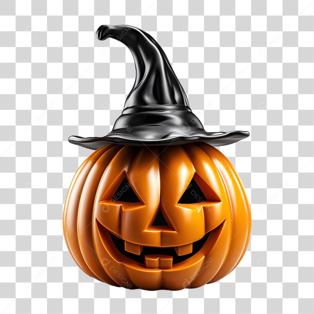 Cabeça de Abóbora Halloween Elemento 3D para Composição PNG Transparente