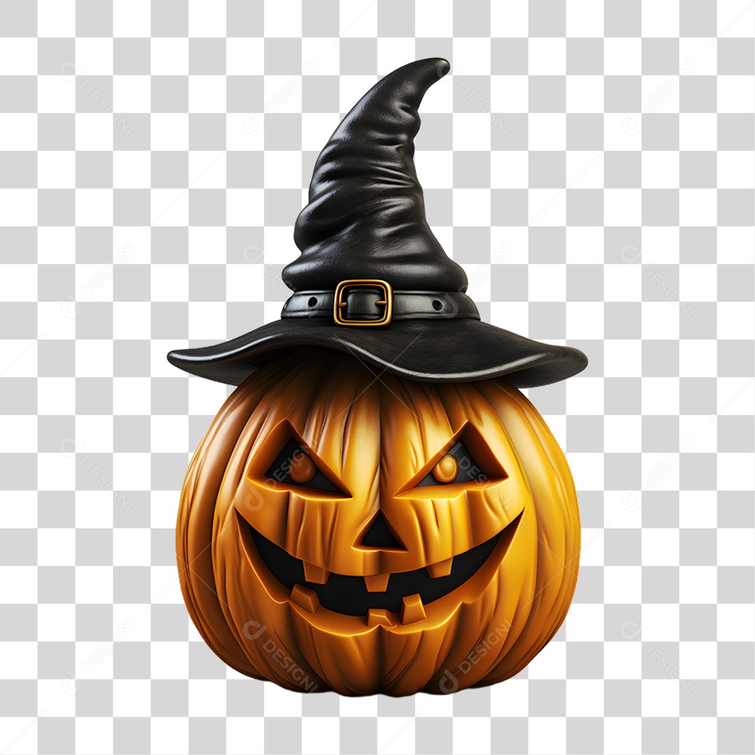 Cabeça de Abóbora Halloween Elemento 3D para Composição PNG Transparente