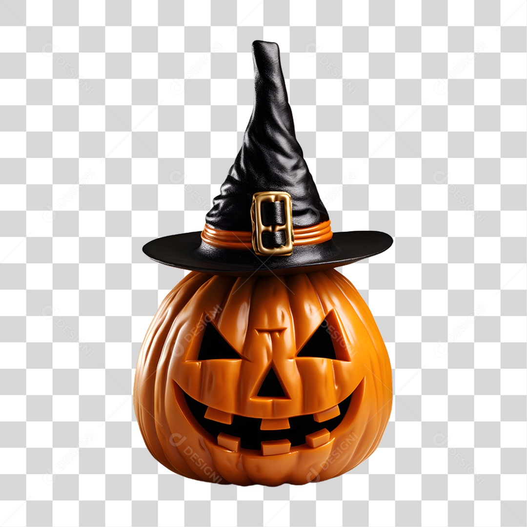 Cabeça de Abóbora Halloween Elemento 3D para Composição PNG Transparente