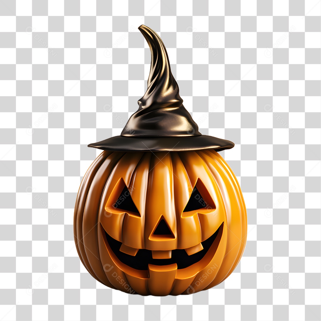 Cabeça de Abóbora Halloween Elemento 3D para Composição PNG Transparente
