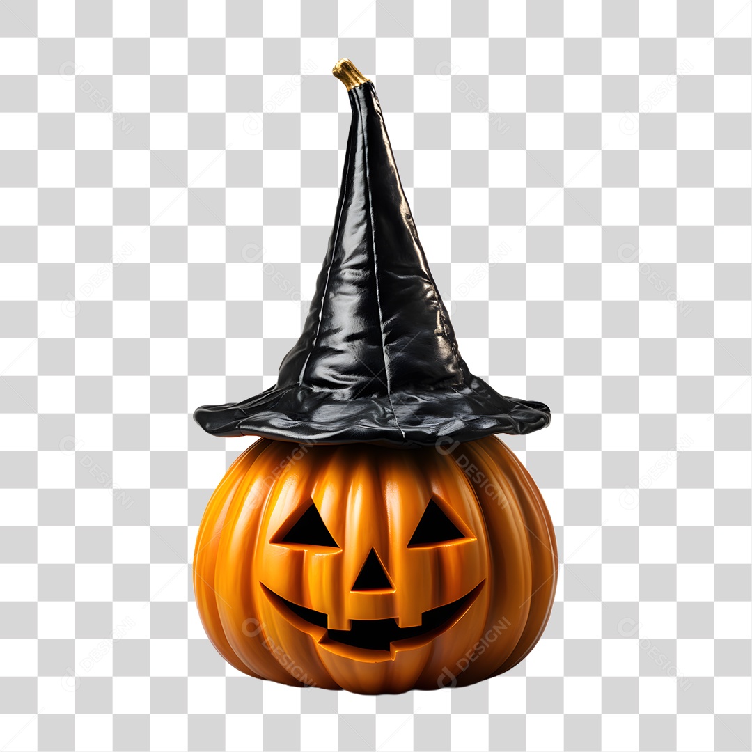 Cabeça de Abóbora Halloween Elemento 3D para Composição PNG Transparente