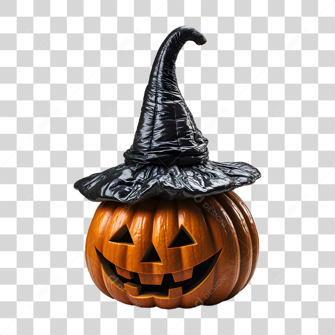 Cabeça de Abóbora Halloween Elemento 3D para Composição PNG Transparente