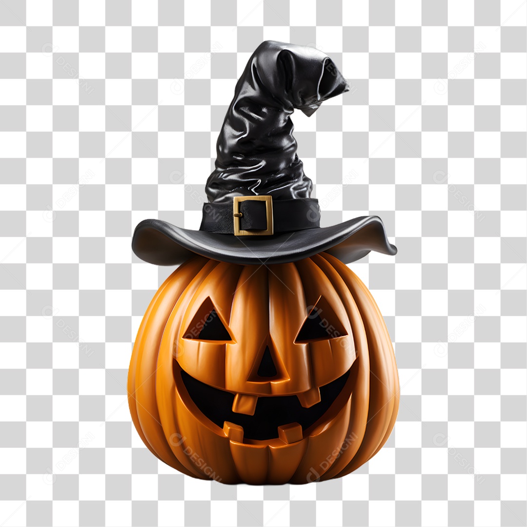 Cabeça de Abóbora Halloween Elemento 3D para Composição PNG Transparente