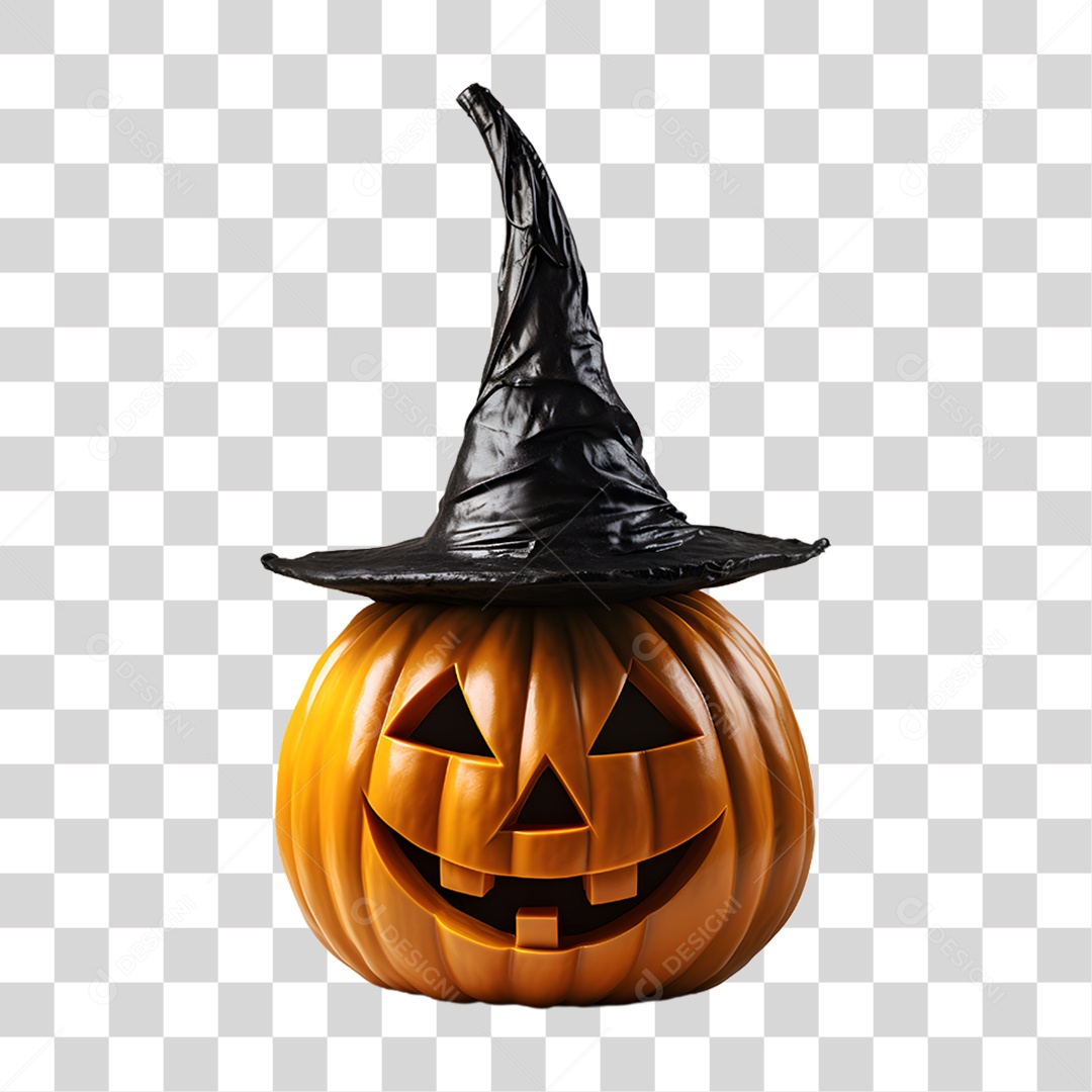 Cabeça de Abóbora Halloween Elemento 3D para Composição PNG Transparente