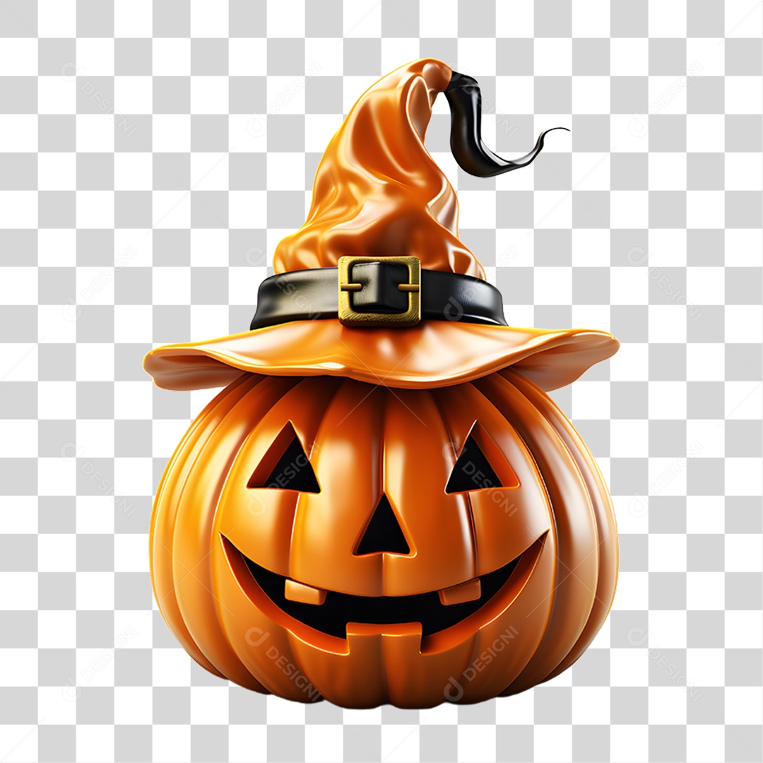 Cabeça de Abóbora Halloween Elemento 3D para Composição PNG Transparente
