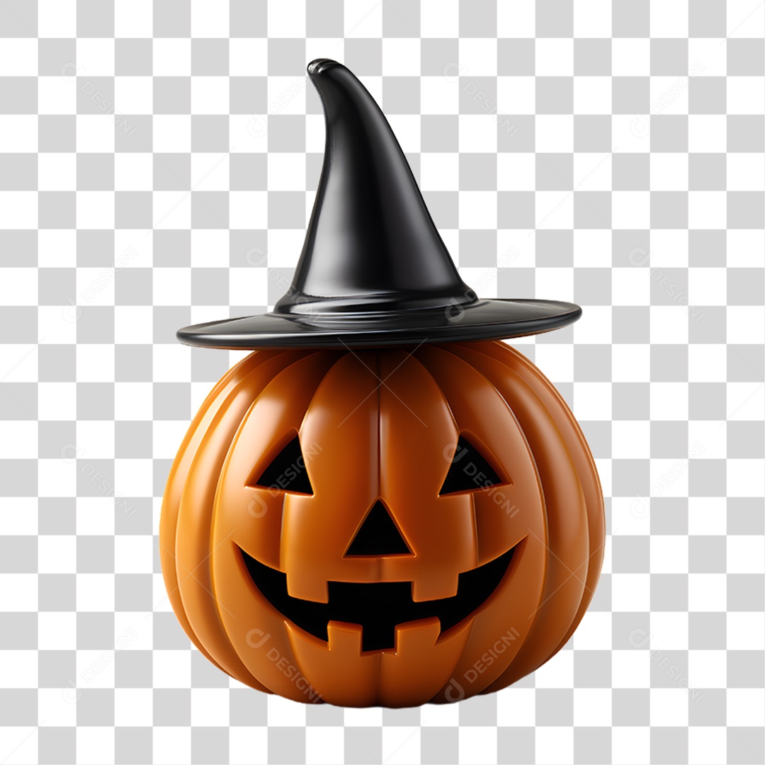 Cabeça de Abóbora Halloween Elemento 3D para Composição PNG Transparente