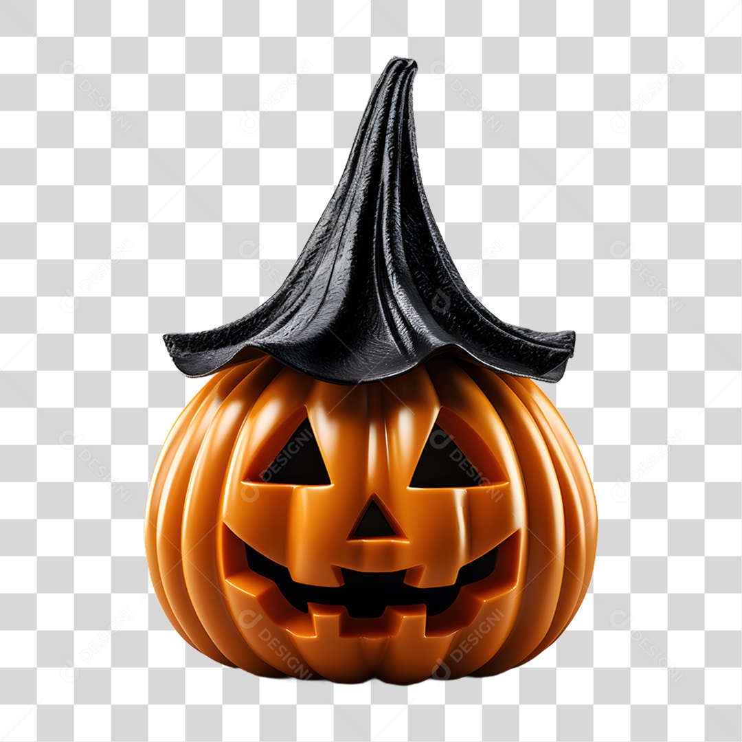 Cabeça de Abóbora Halloween Elemento 3D para Composição PNG Transparente