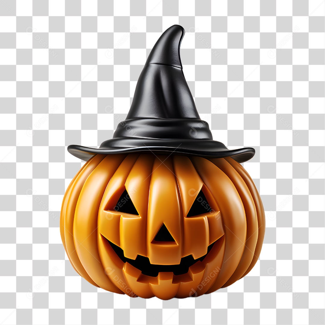 Cabeça de Abóbora Halloween Elemento 3D para Composição PNG Transparente