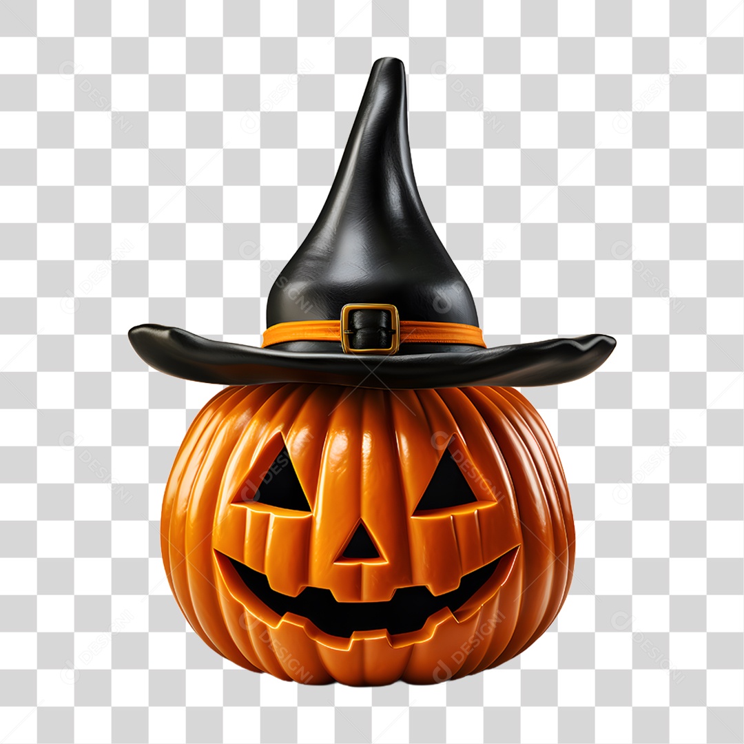 Cabeça de Abóbora Halloween Elemento 3D para Composição PNG Transparente
