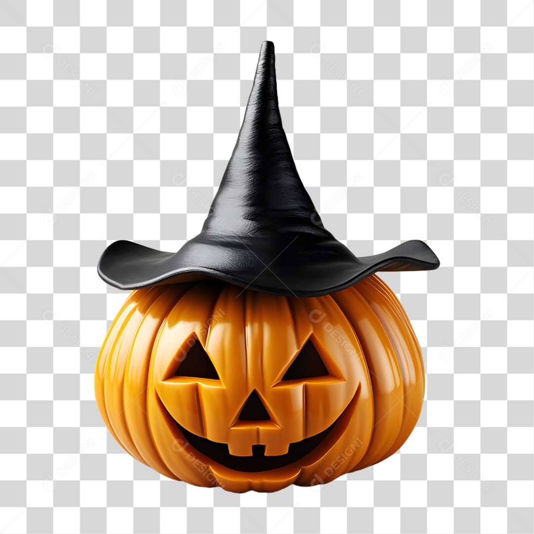 Cabeça de Abóbora Halloween Elemento 3D para Composição PNG Transparente