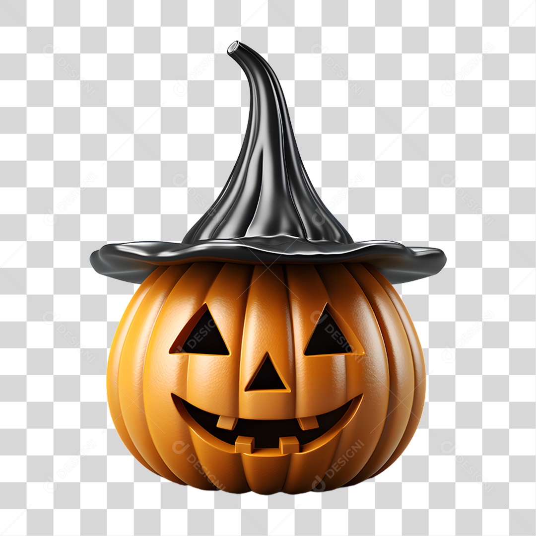 Cabeça de Abóbora Halloween Elemento 3D para Composição PNG Transparente