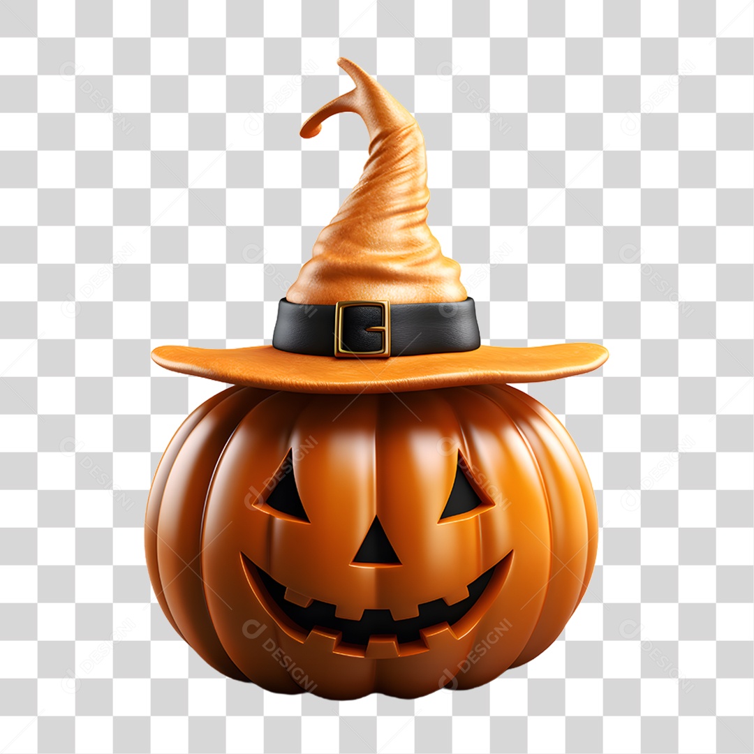 Cabeça de Abóbora Halloween Elemento 3D para Composição PNG Transparente