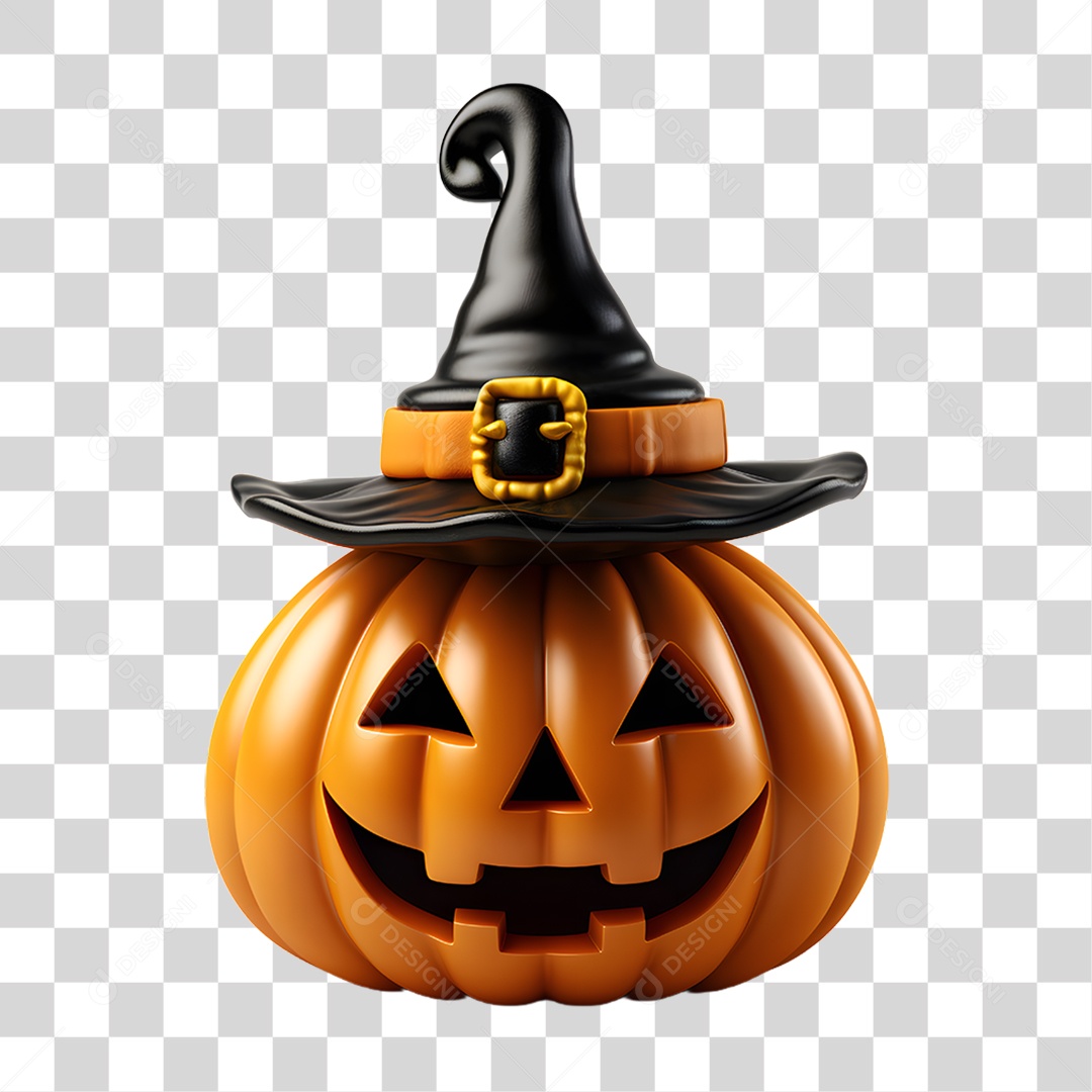 Cabeça de Abóbora Halloween Elemento 3D para Composição PNG Transparente
