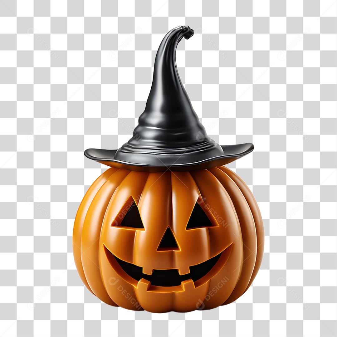 Cabeça de Abóbora Halloween Elemento 3D para Composição PNG Transparente