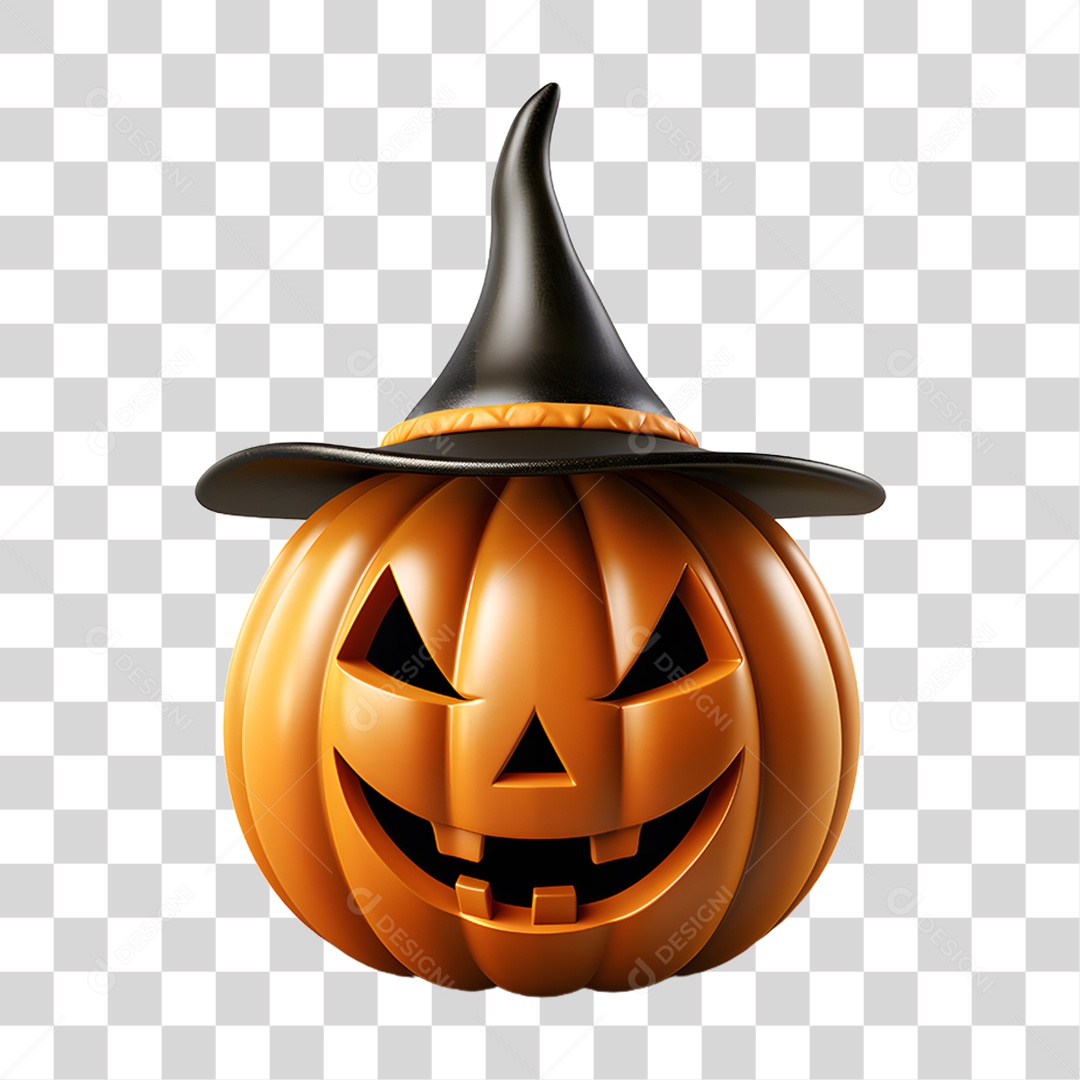 Cabeça de Abóbora Halloween Elemento 3D para Composição PNG Transparente