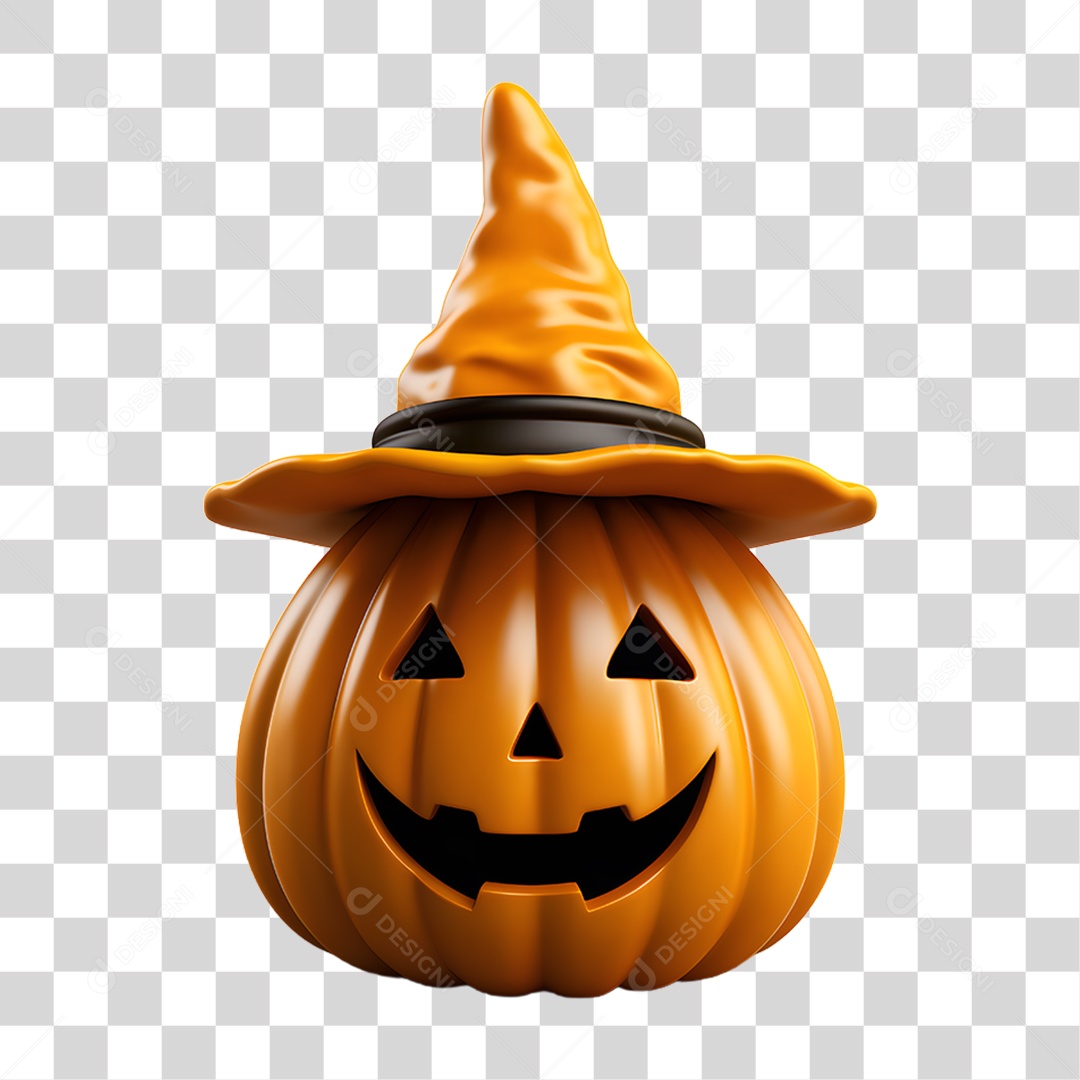 Cabeça de Abóbora Halloween Elemento 3D para Composição PNG Transparente