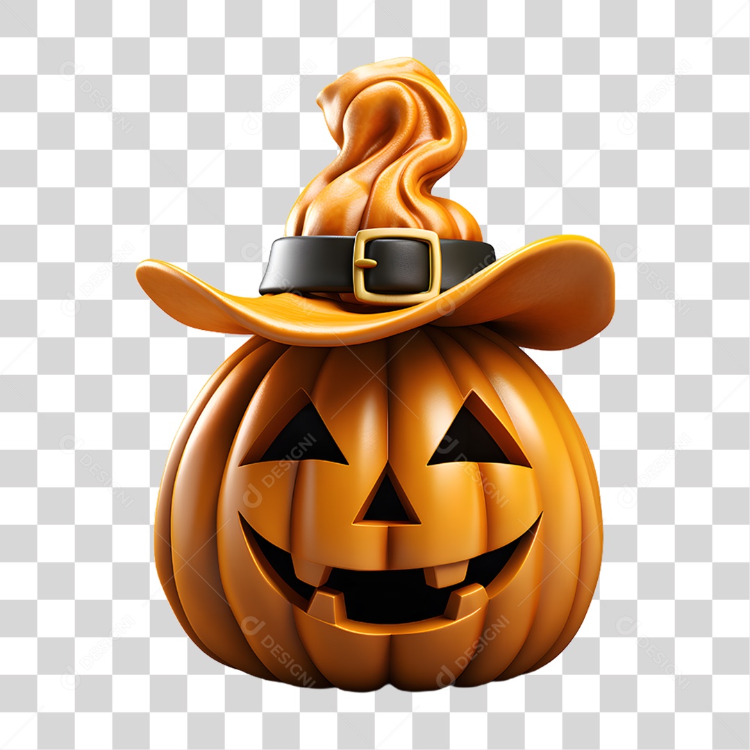 Cabeça de Abóbora Halloween Elemento 3D para Composição PNG Transparente
