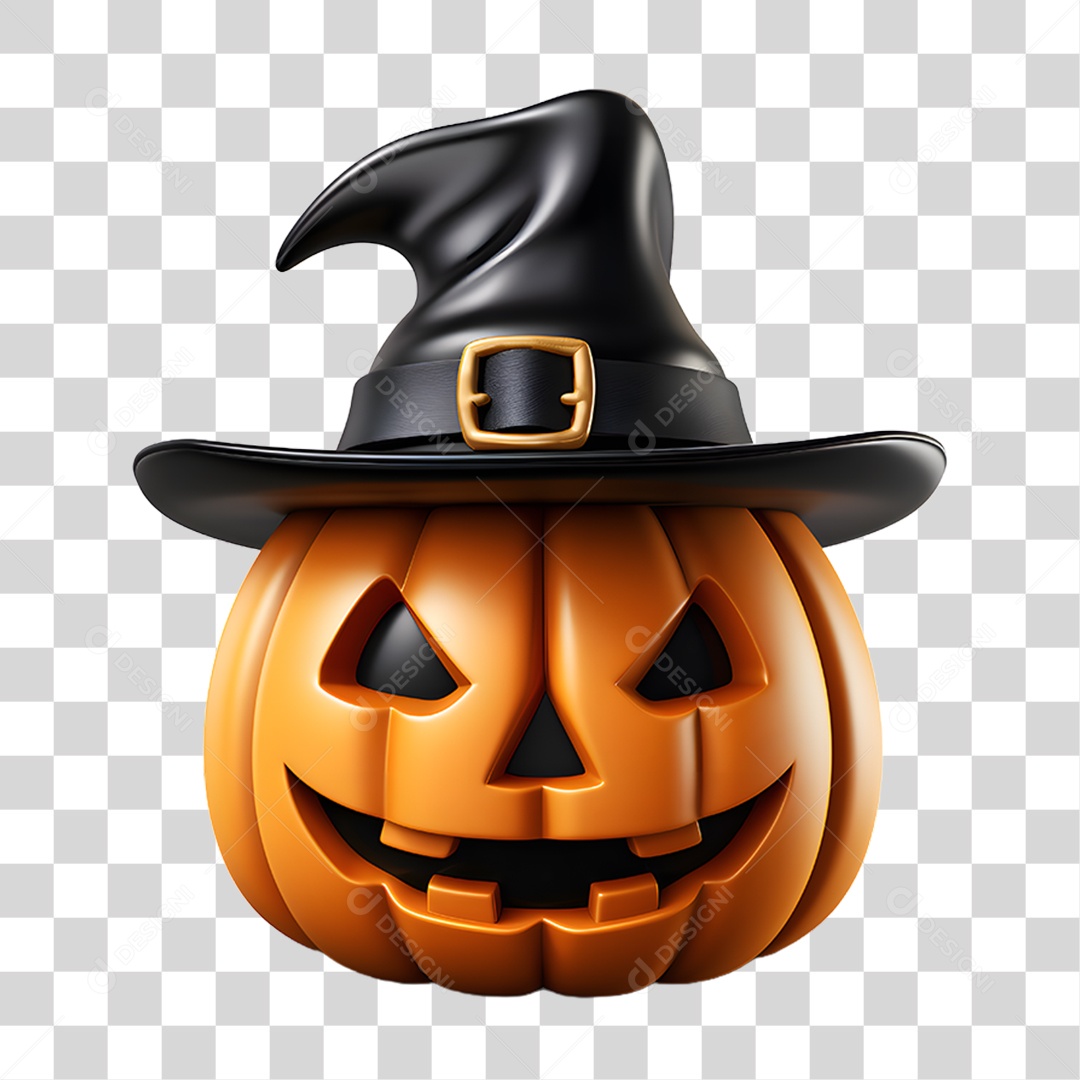 Cabeça de Abóbora Halloween Elemento 3D para Composição PNG Transparente