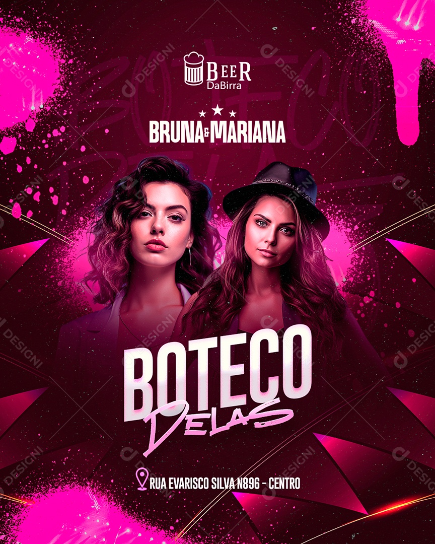 Flyer Boteco Delas Bruna & Mariana Social Media PSD Editável