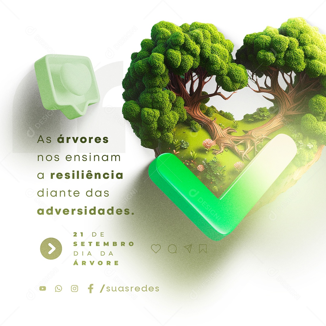 Dia da Árvore As Árvores nos Ensinam a Resiliência Social Media PSD Editável